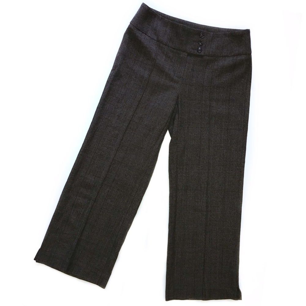 CAbi Cropped Plaid Ponte Princess Seam Trousers 0